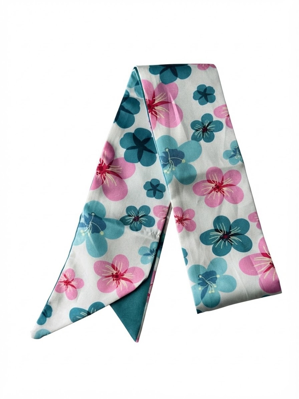 Pink and Teal Floral Bag Scarf.